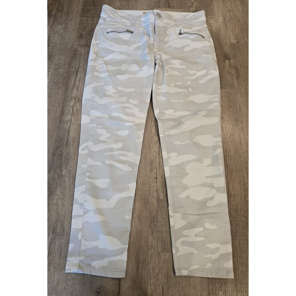 Democracy Pants Women Size 12 Gray Camo Ab Solution Skinny Jeans Cotton Blend‎